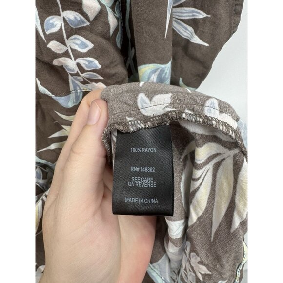 Torrid Women's Top Size 2X Taupe Blue Floral Challis Dolman Blouse Pockets - Picture 5 of 8